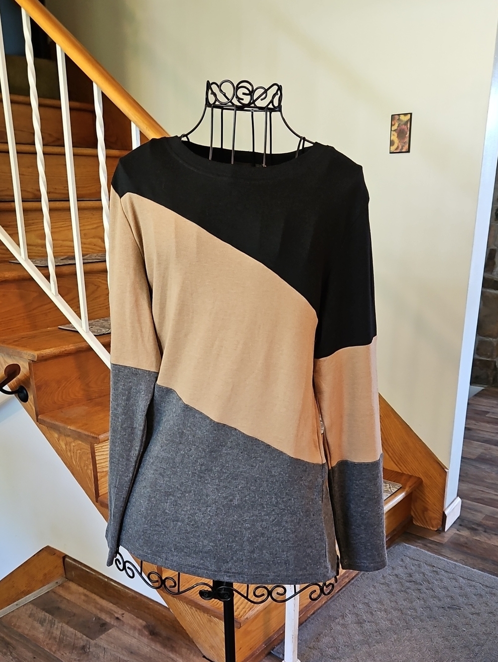 👚ORANDESIGNE Colorblock Long Sleeve Lightweight Sweater